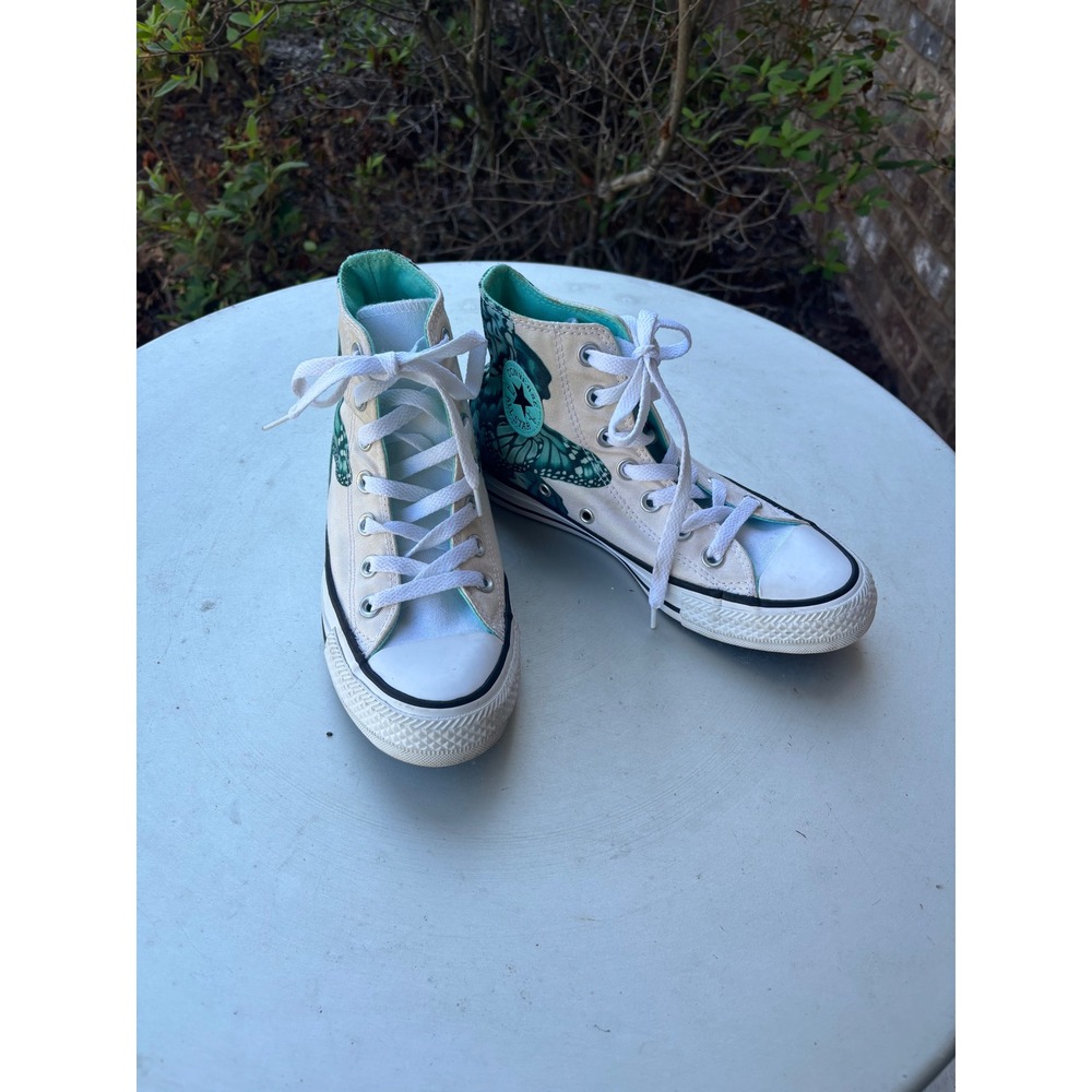 Converse Chuck Taylor All Star Hi Butterfly Teal Green Kids Sneakers 558600F